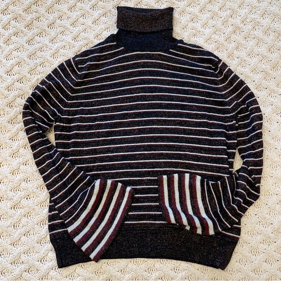 Mango Turtleneck Sweater In Strips - Picture 1 of 2